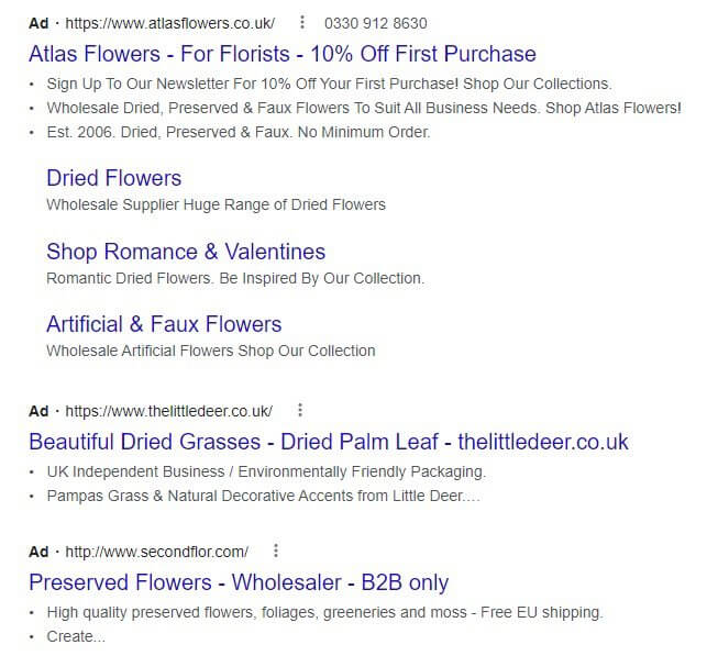 Google Ads bulletpoints lijsten in advertenties